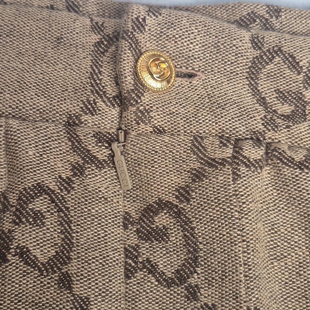 Gucci Beige-Brown GG Monogram Pleated A-Line Skirt w/GUCCI Garment Bag & COA - Picture 7 of 17
